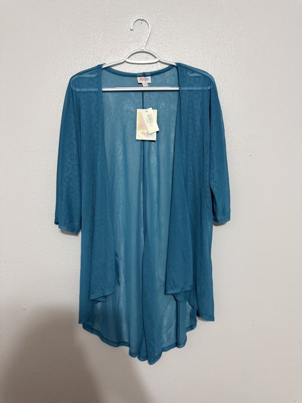 NWT LuLaRoe Lindsay Teal Circle Jacquard Kimono S 💙